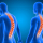 3D render of a medical background showing correct and poor posture with spine highlighted